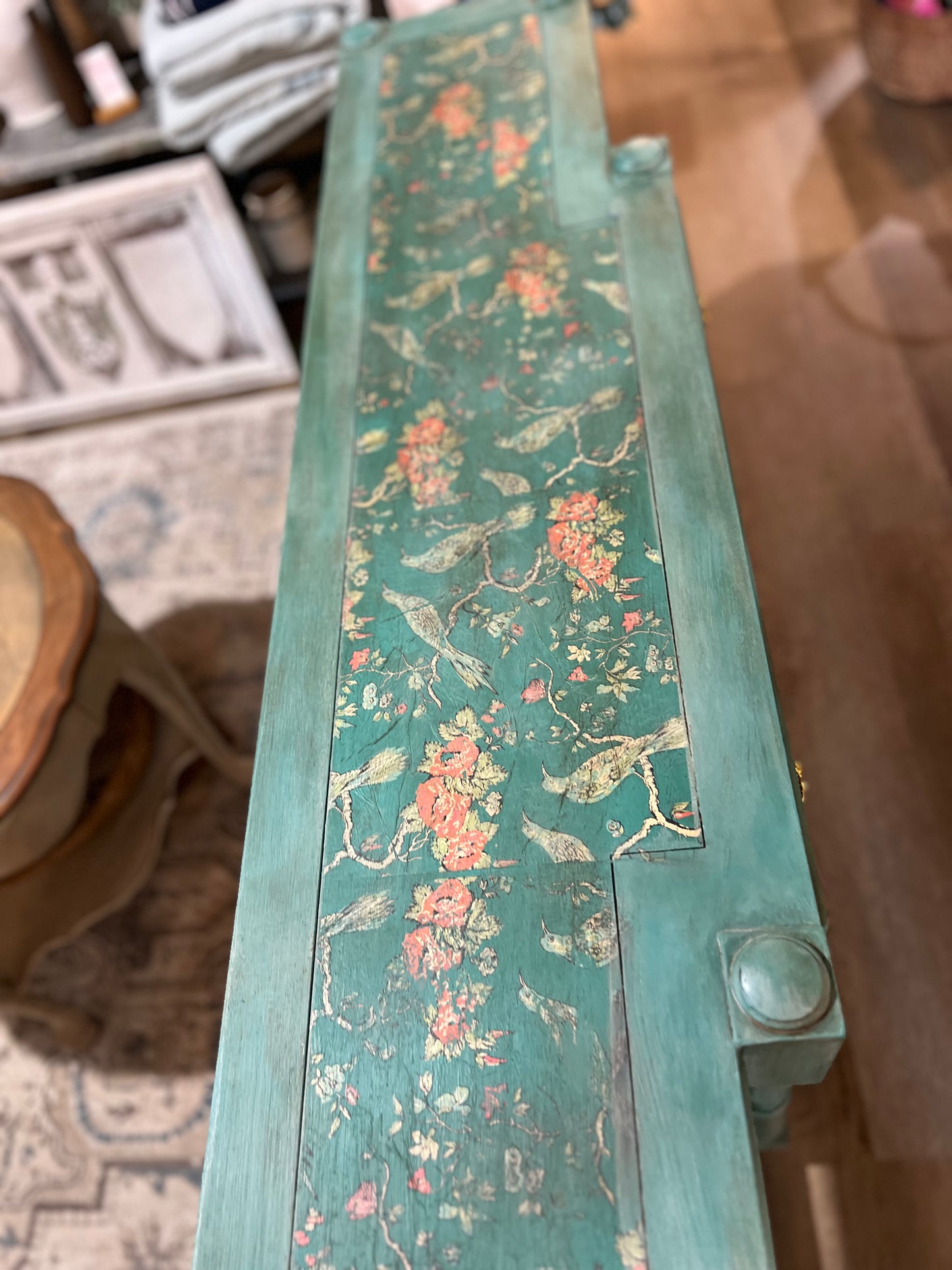 Painted Console with Drawer and Open Shelf