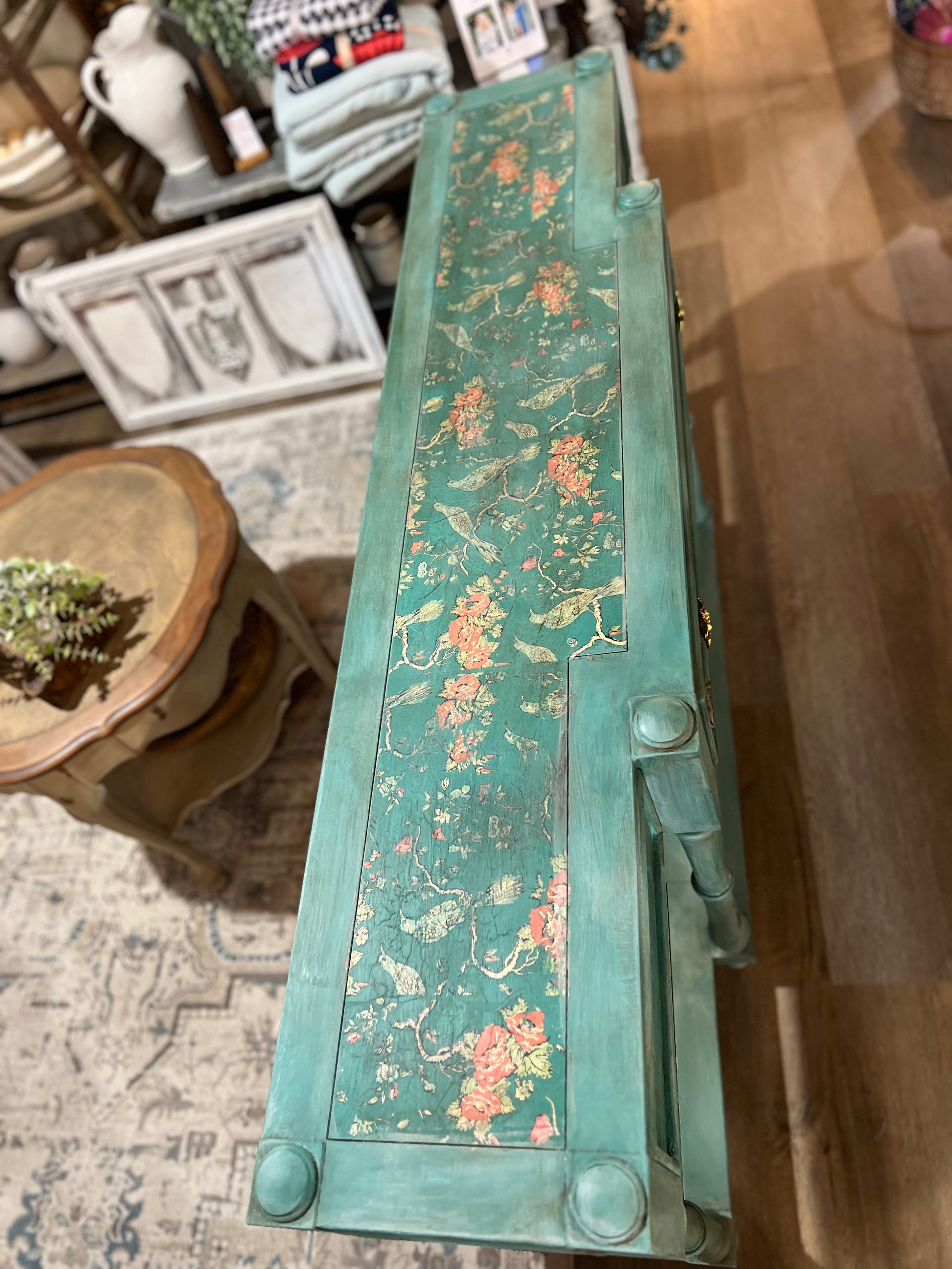 Painted Console with Drawer and Open Shelf