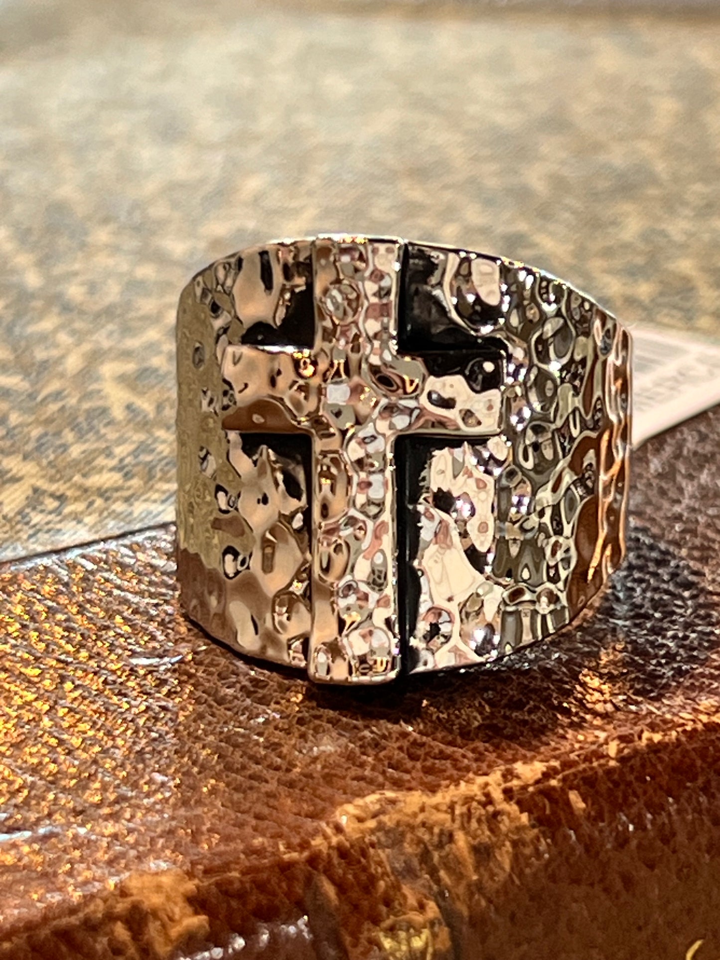 Tarnish Free Rings Sz 9 HammeredCross