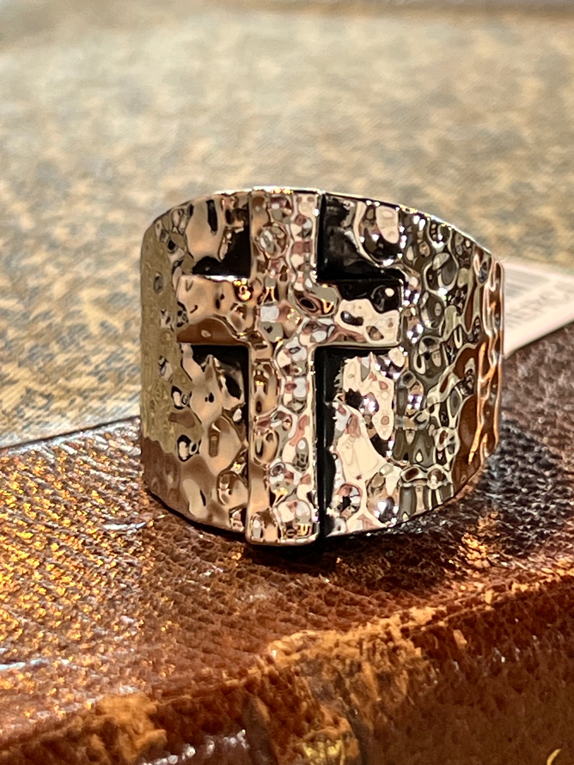 Tarnish Free Rings Sz 9 HammeredCross