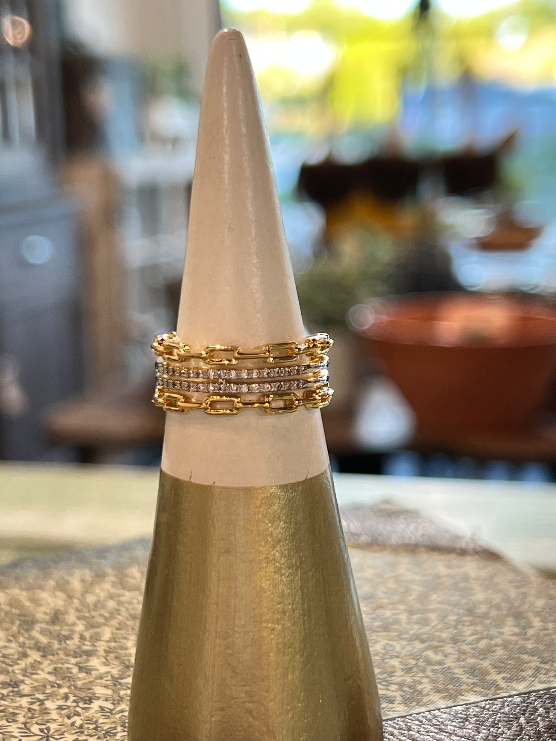 Tarnish Free Rings Sz 8 GoldChainCZBand