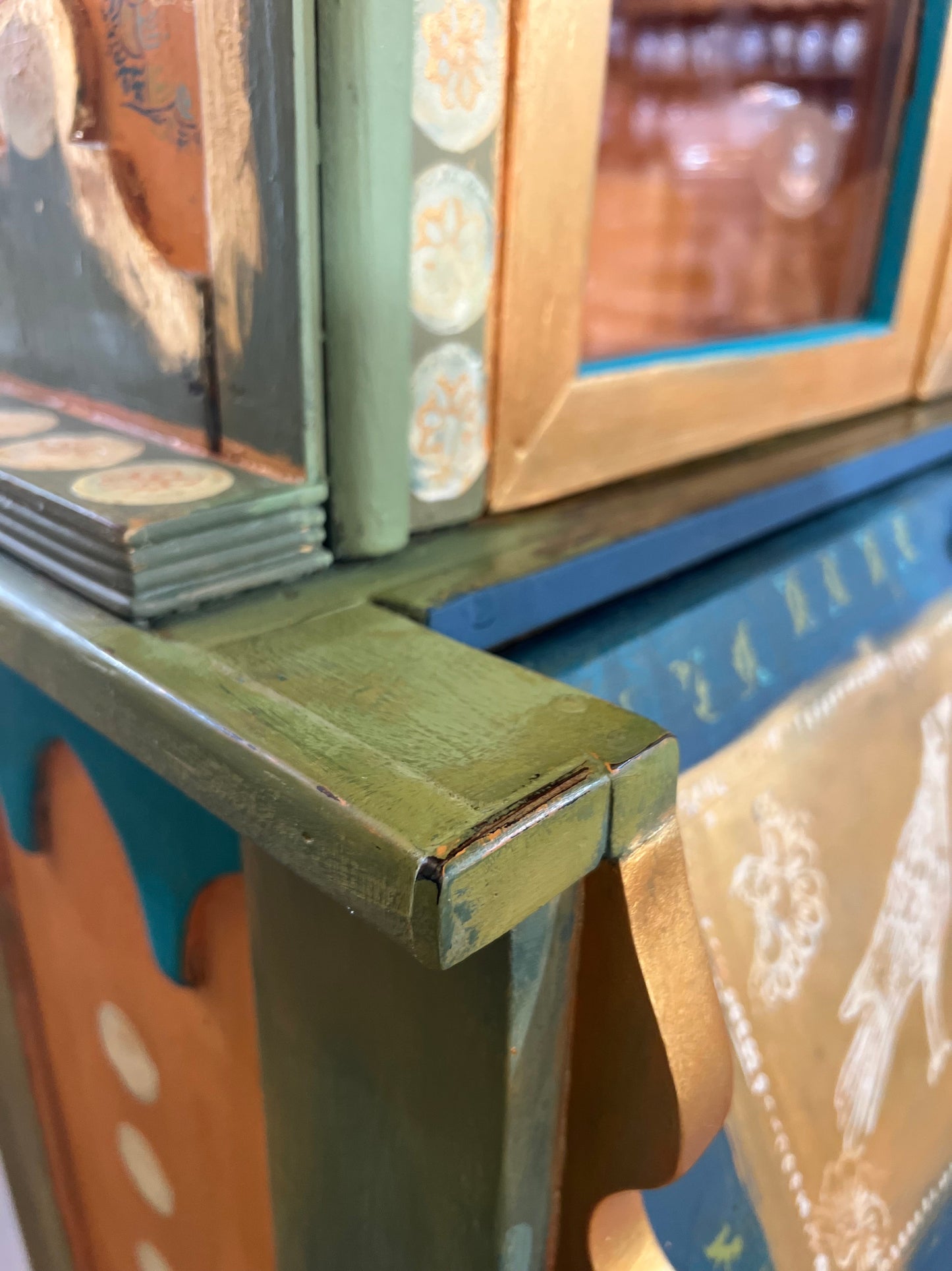 Custom Hand Painted & Handmade Vintage Pine Secretary