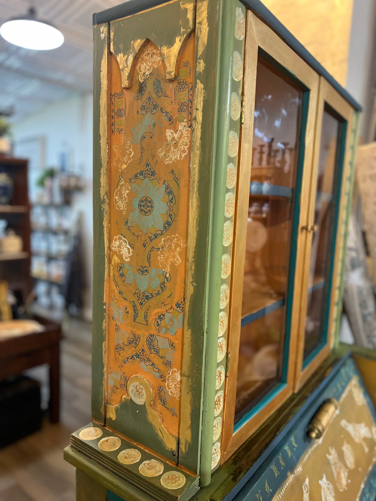 Custom Hand Painted & Handmade Vintage Pine Secretary