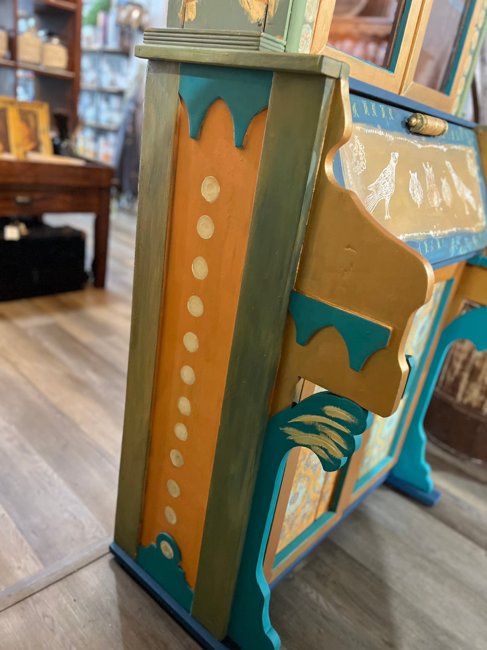 Custom Hand Painted & Handmade Vintage Pine Secretary