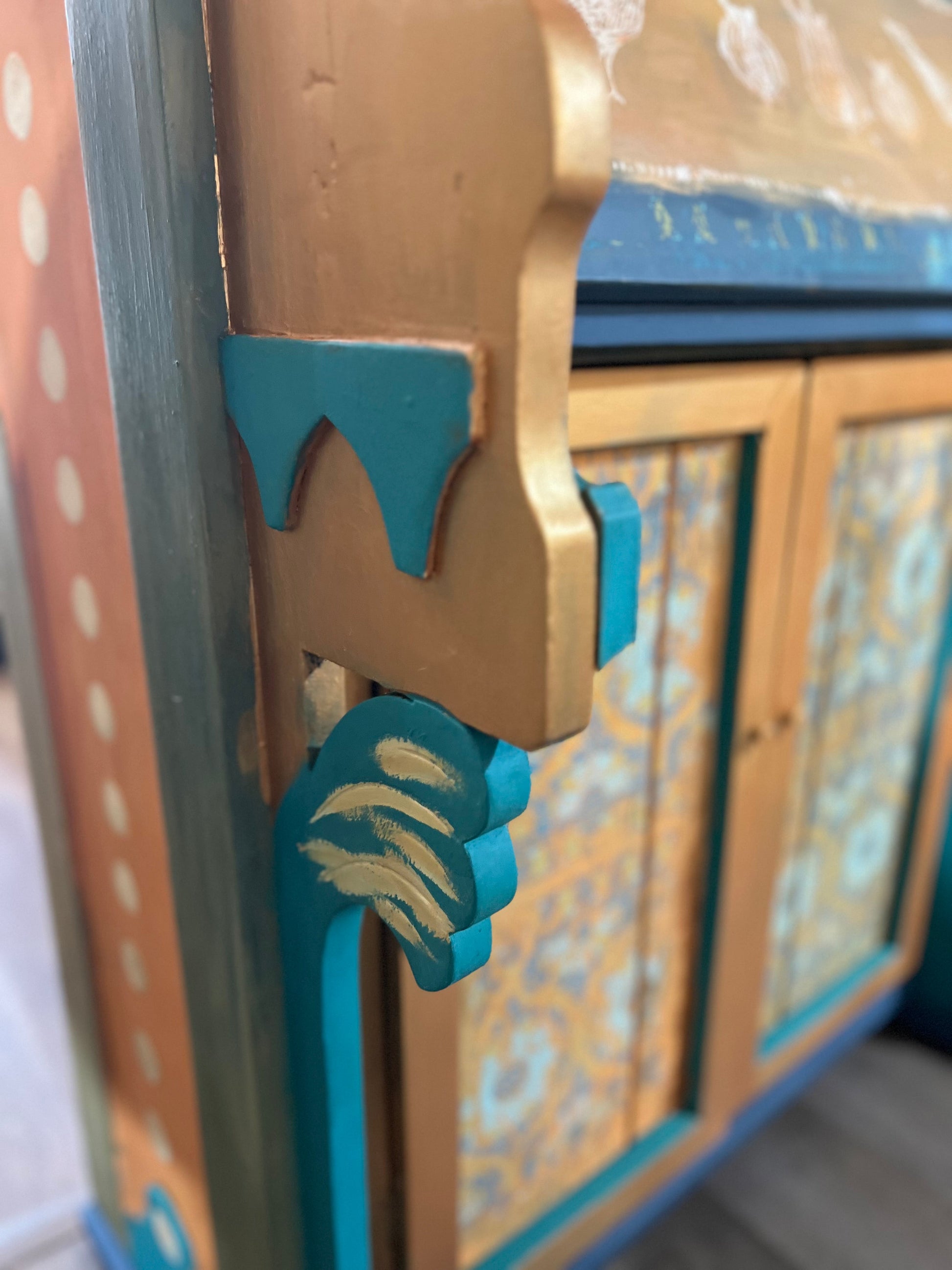 Custom Hand Painted & Handmade Vintage Pine Secretary