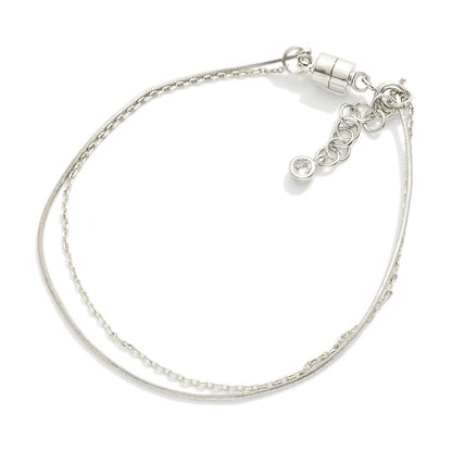 Magnetic Layered Chain Link Bracelet Silver