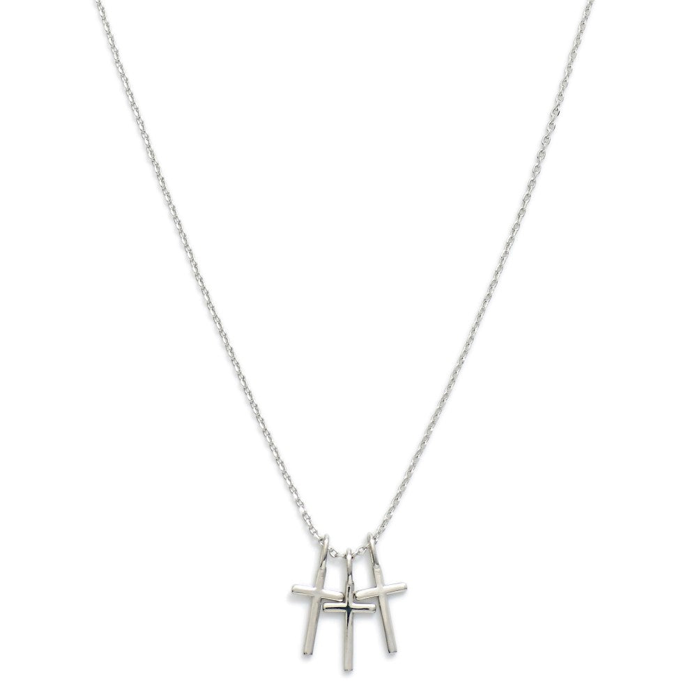 Metal Tone Necklace Featuring Cross Pendants Silver