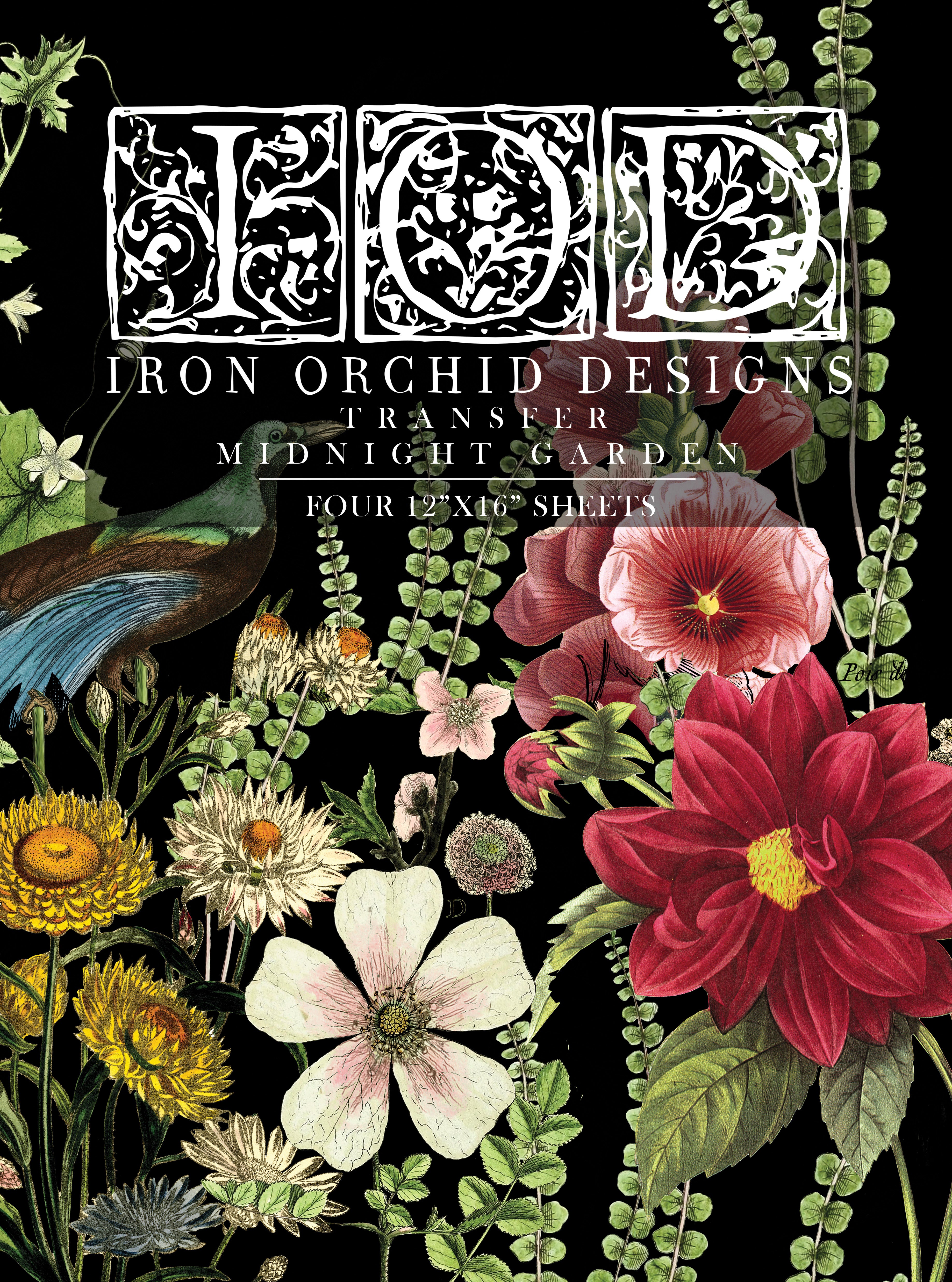 Midnight Garden IOD Transfer 12x16 Pad™ Iron Orchid Designs, LLC.