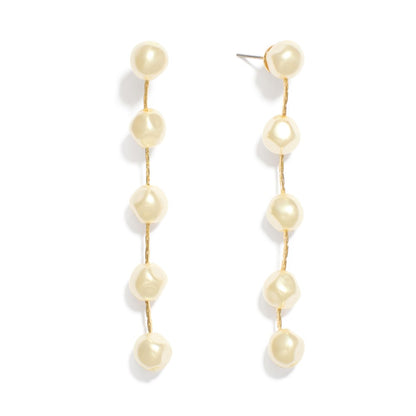 Pearl Beaded Cobra Chain Link Earrings Gold