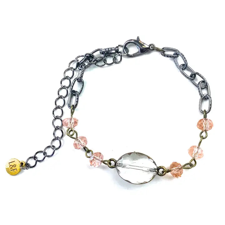 Rosaried Edged Chain Bracelet Rose gold