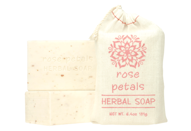 Herbal Cloth Sack Soap Rose Petals 6.4oz Bar