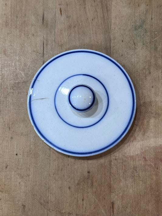Vintage Blue Banded Ceramic Crock Lid Orlando Estate Auction