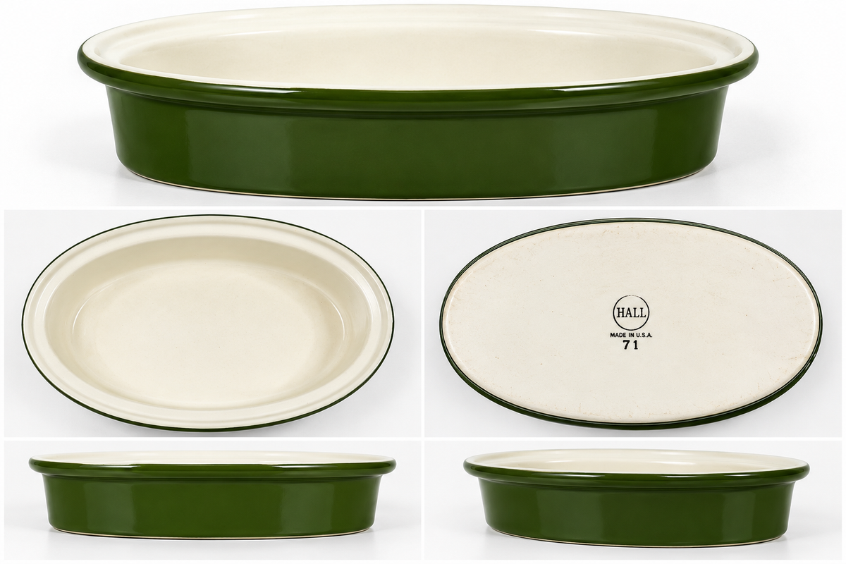 Vintage Hall China No. 71 Forest Green Individual Casserole Dish – Made in USA haven hospice