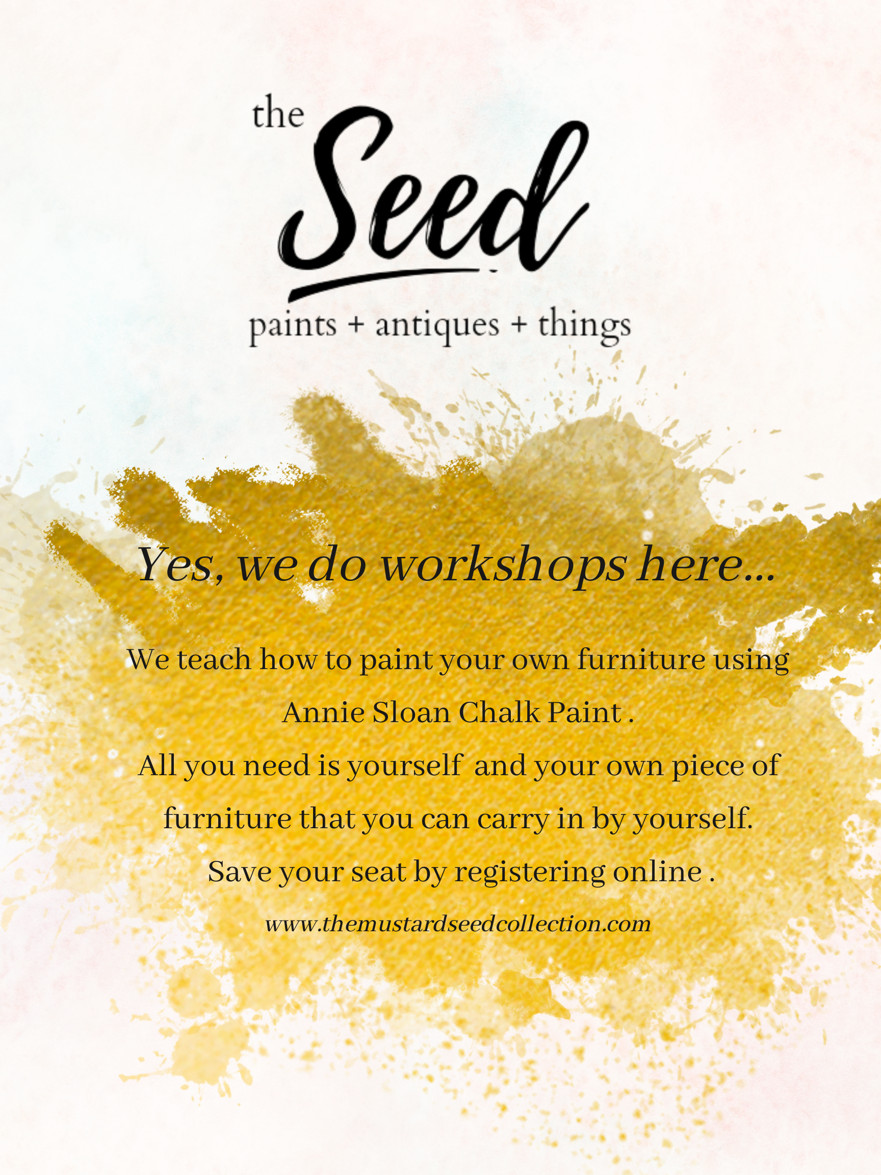 Paint Your Own Furniture Workshop May 23rd 2024 5:30pm-7:30pm or 8pm! Annie Sloan
