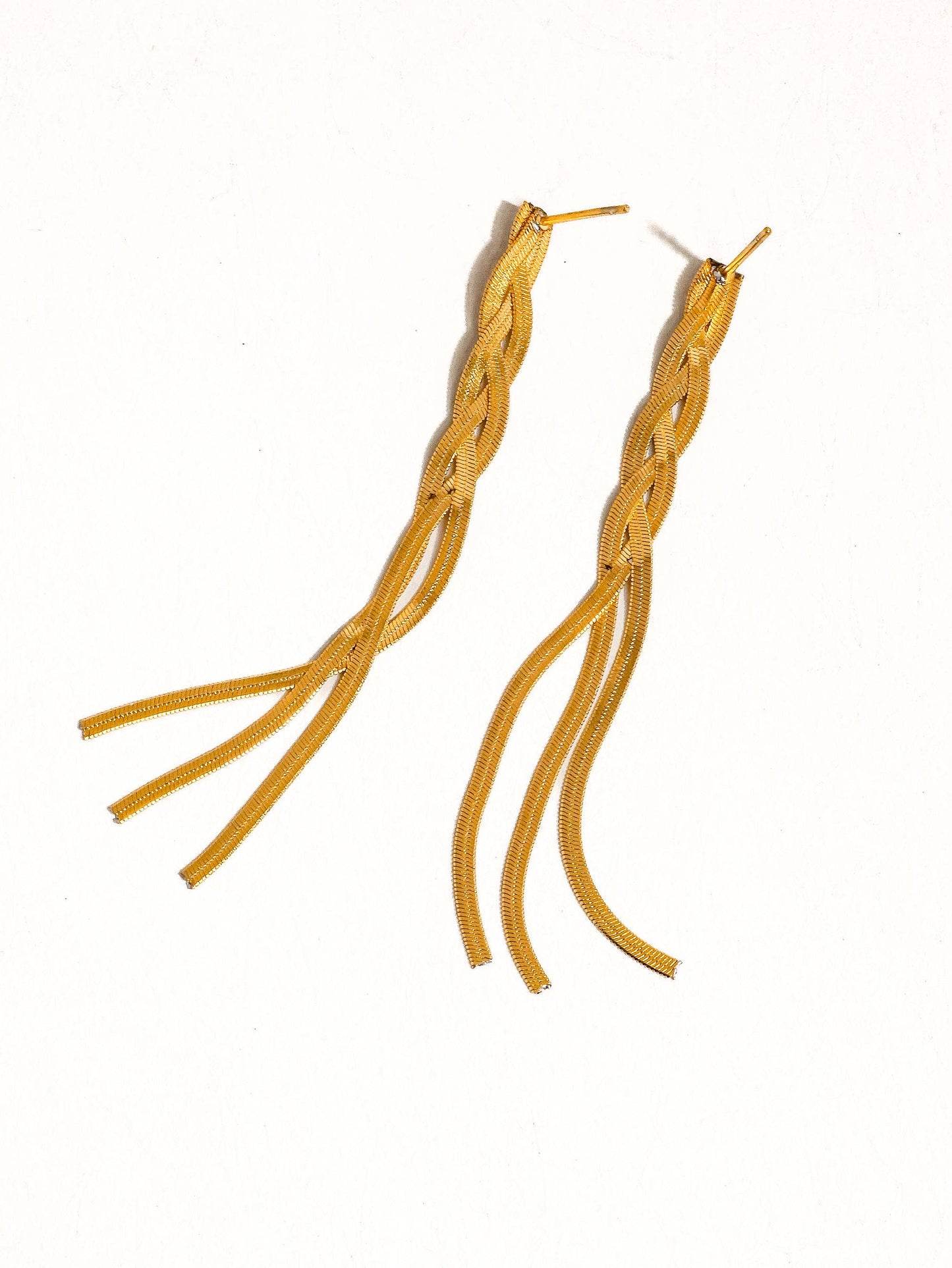 Zed 18K Gold Non-Tarnish Braided Tassel Earring: Yellow Gold