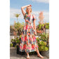 Abstract Printed Smocked Maxi Dress: FUCHSIA