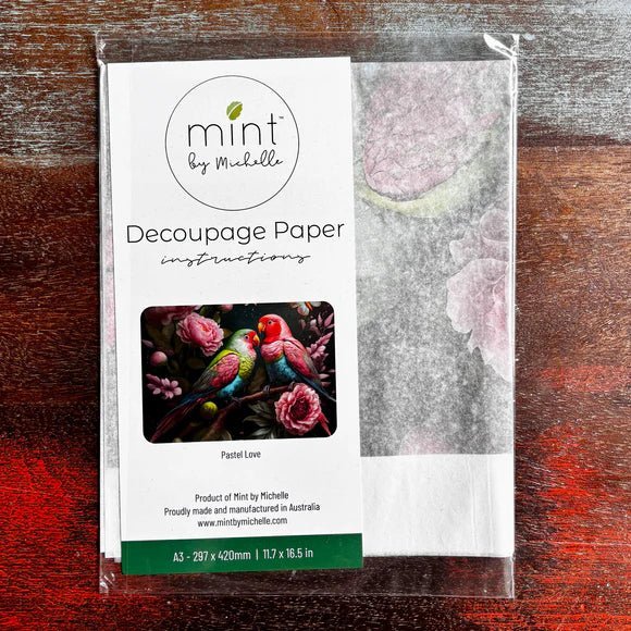 A1 Pastel Love Mint Decoupage Paper - The Mustard Seed Collection, The Seed