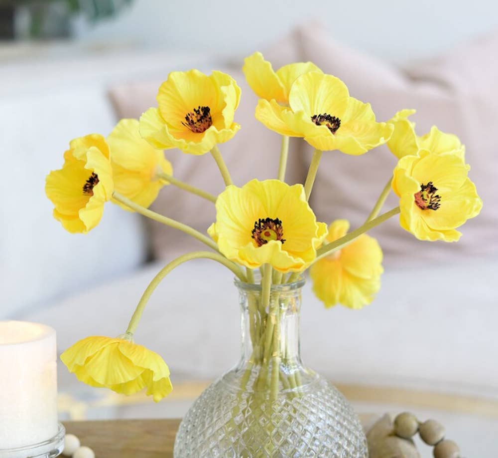 11" Real Touch Poppy-6 stems per bundle: Peach Bellini