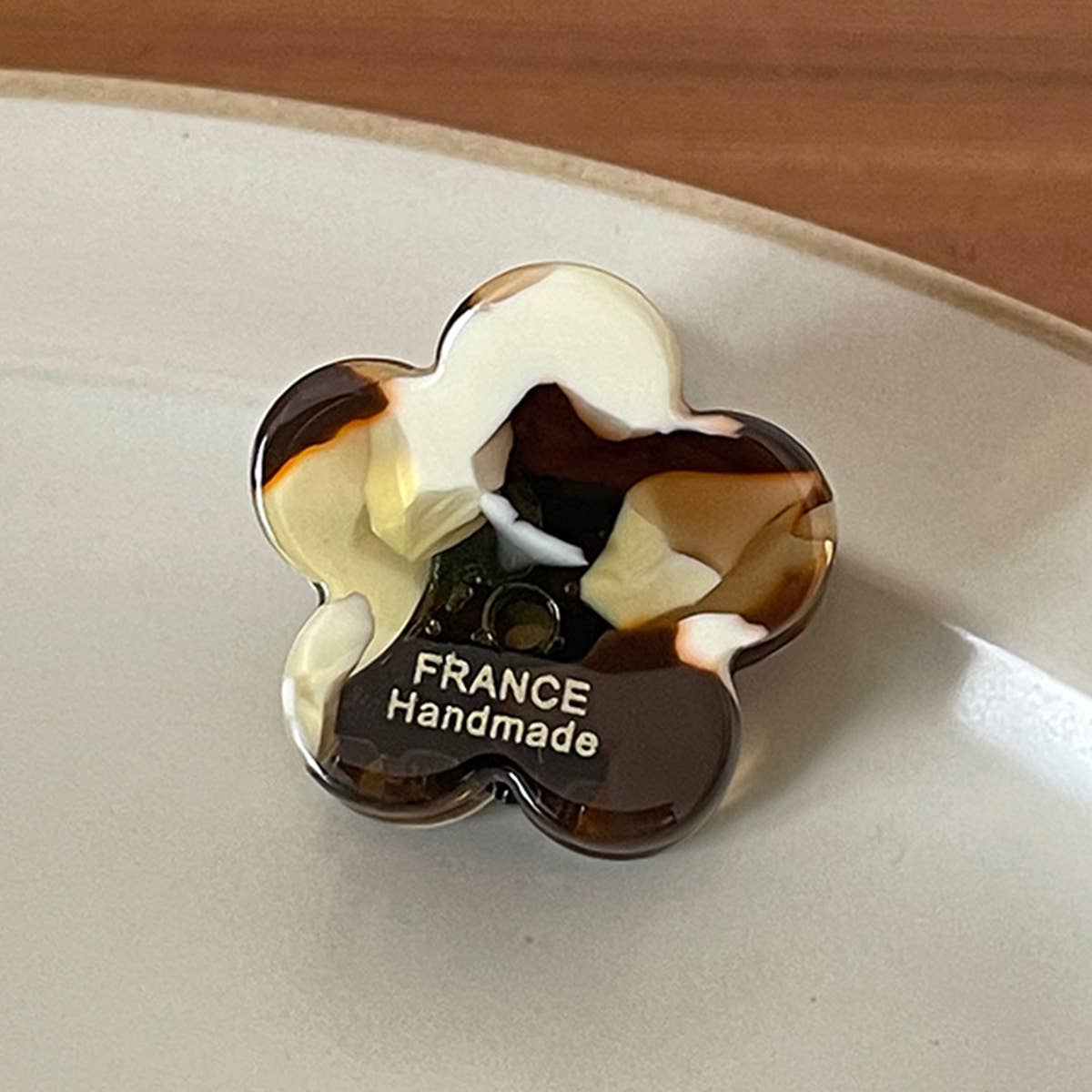 VINTAGE INK FLOWER SMALL HAIR CLAW HAIR CLIPS_CWAHA0863: CREAM / (OS) 1