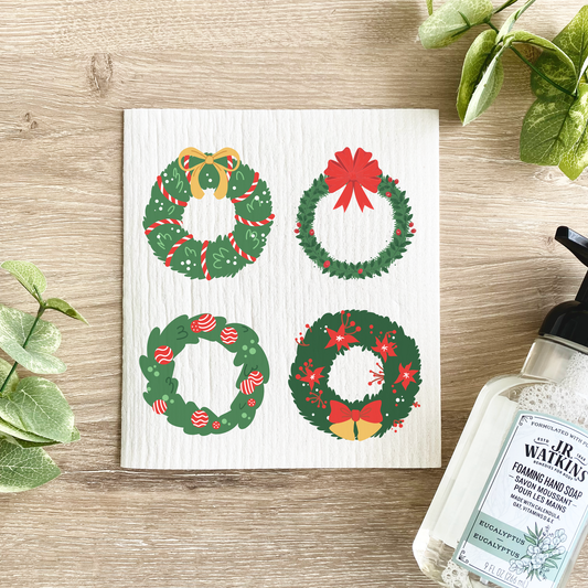 Holiday Wreaths - Swedish Dishcloth