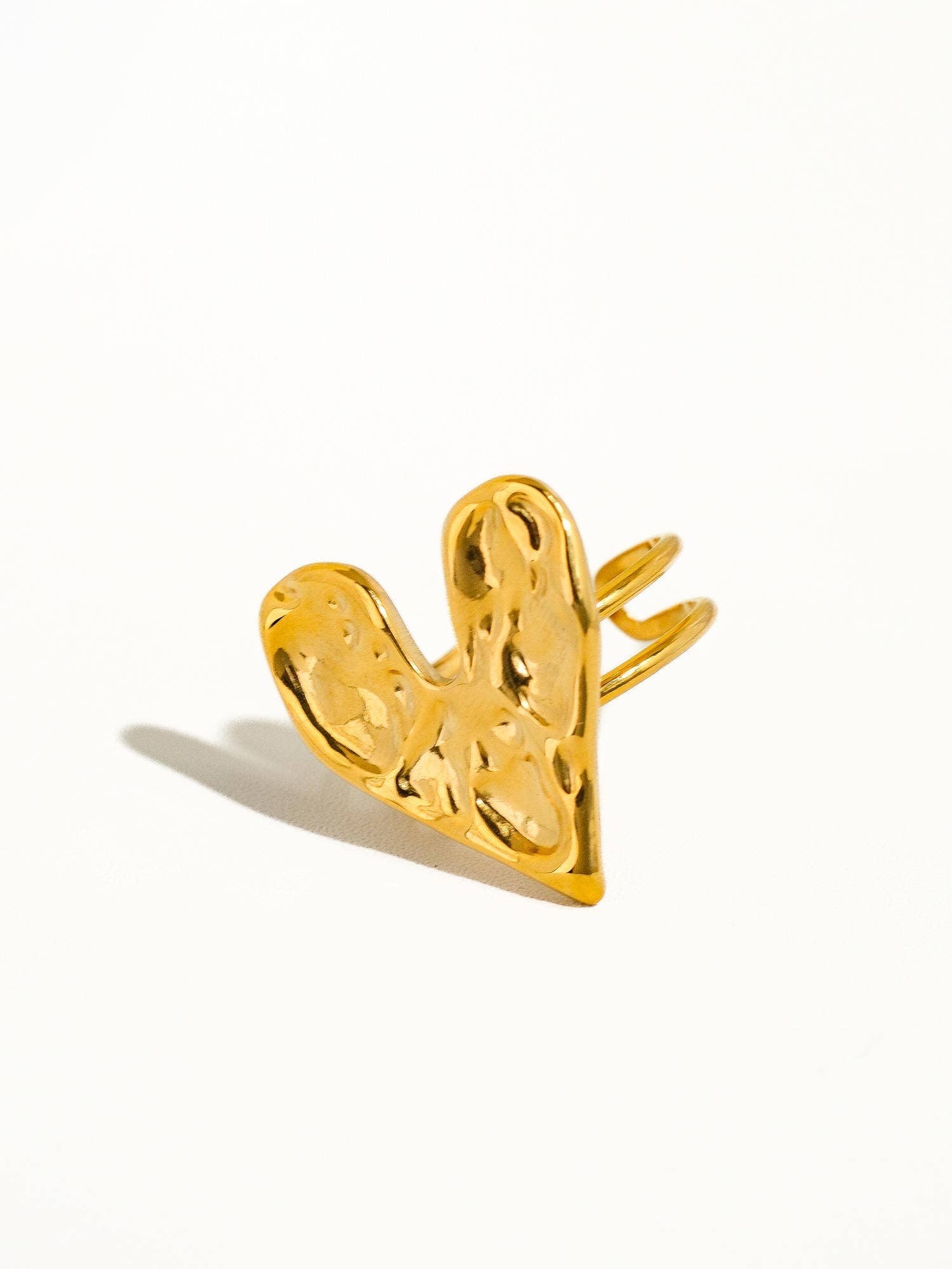 Irene 18K Gold-Plated Non-Tarnish Heart Ring: Yellow Gold