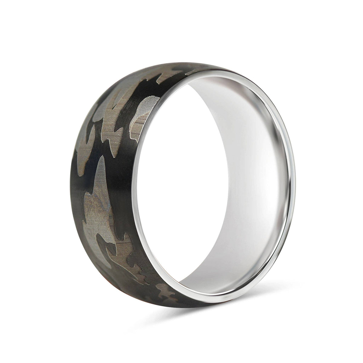 Stainless Steel Camouflage Blank Ring: 12 / 8mm WJW