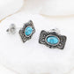 Gold Stainless Steel Turquoise Stone Buckle Stud Earrings: Gold WJW