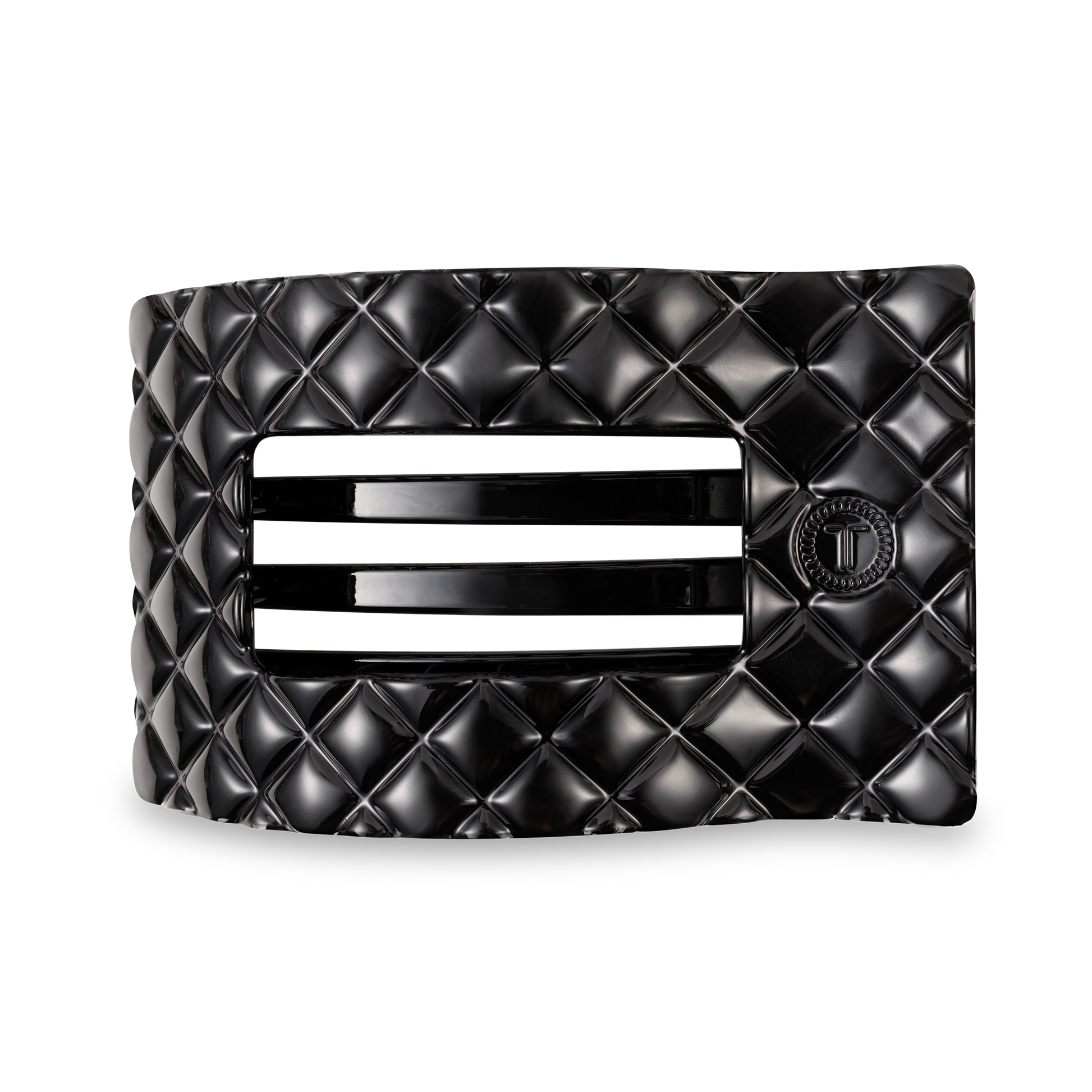 Flat Rectangle Hair Clip | Large | Jet Black Quilted