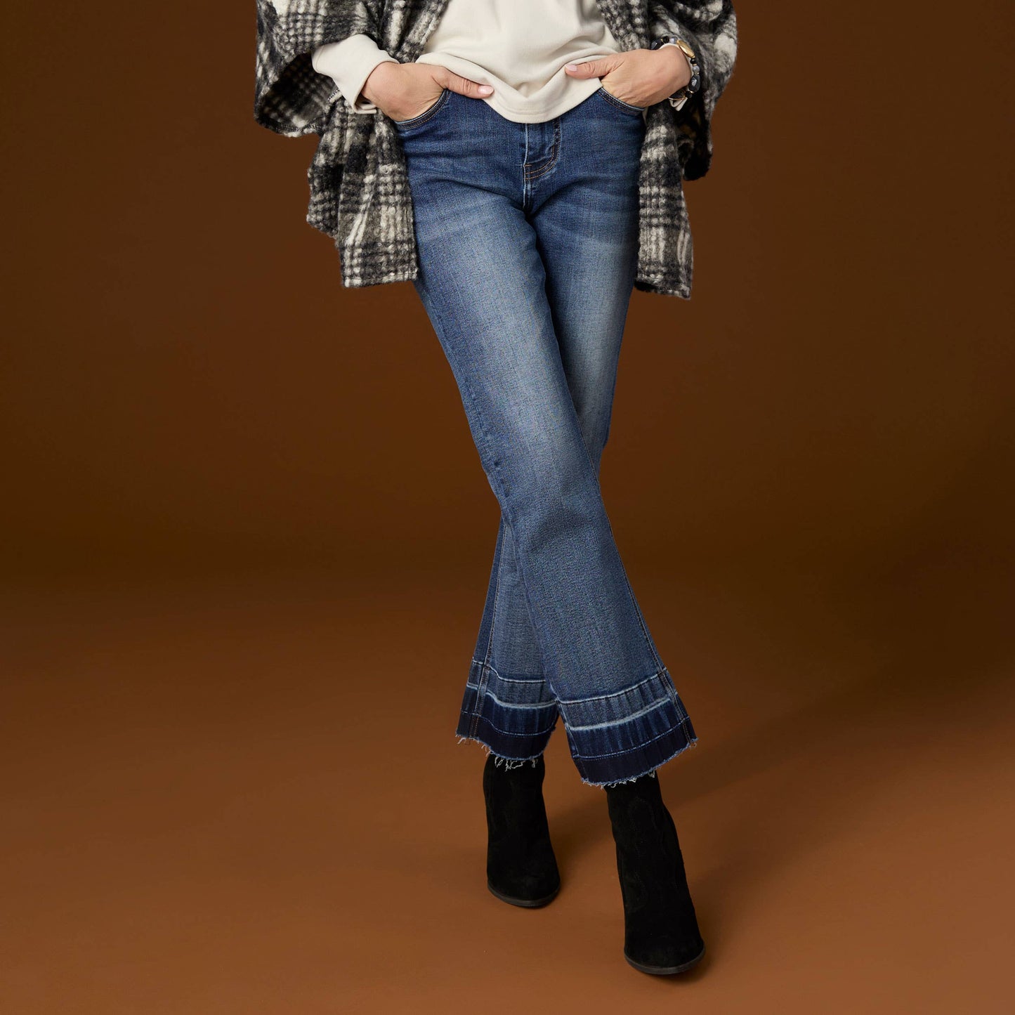 EverStretch Baby Bootcut Ankle with Contrast Bottom - Dark Denim