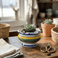 AAA Imports Hand-Painted Mediterranean Ceramic Mini Footed Planter (2.5" x 4.25") 