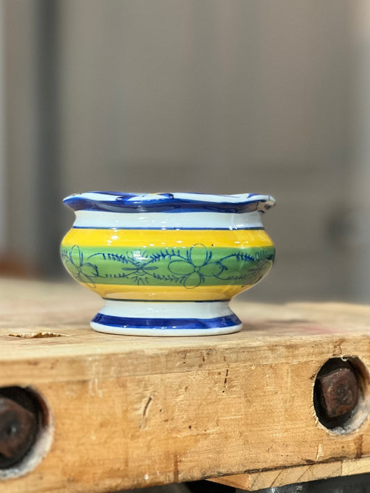 AAA Imports Hand-Painted Mediterranean Ceramic Mini Footed Planter (2.5" x 4.25") - The Mustard Seed Collection, The Seed