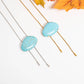 18K Gold PVD Stainless Steel Turquoise Charm Bolo Necklace: Stainless WJW