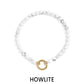 18K Gold PVD Stainless Steel Semi Precious Natural Stone Charm Keeper Bracelet: Gold / Picture Jasper WJW