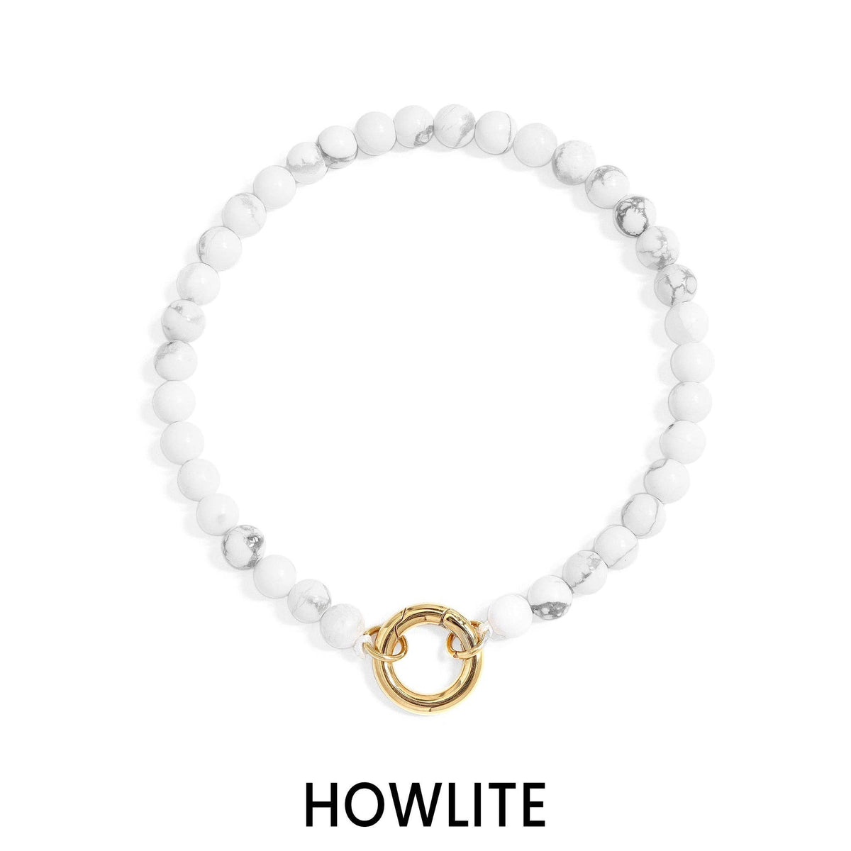 18K Gold PVD Stainless Steel Semi Precious Natural Stone Charm Keeper Bracelet: Gold / Turquoise WJW