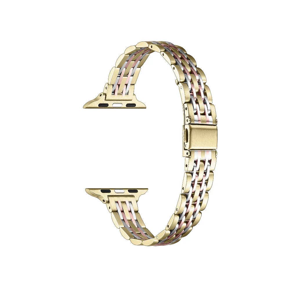 Rainey Skinny Stainless Steel Band for Apple Watch: Silver/Gold / Fits All Models Posh Tech