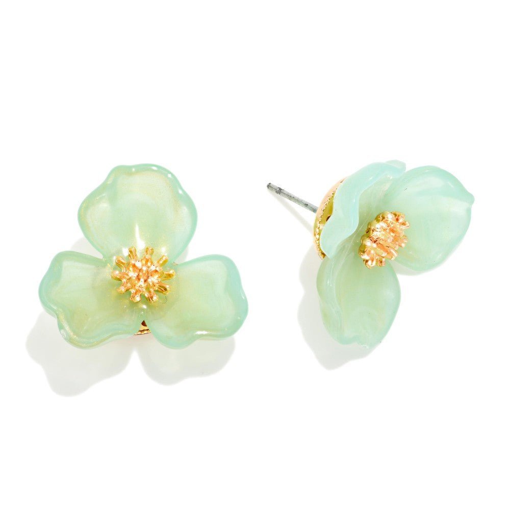 Acetate Flower Stud Earrings 