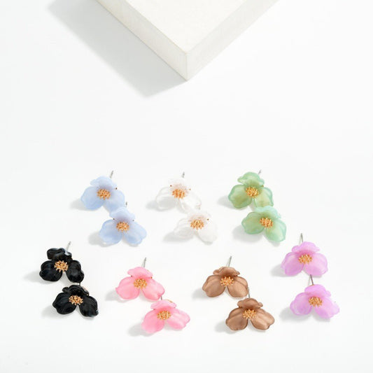 Acetate Flower Stud Earrings 