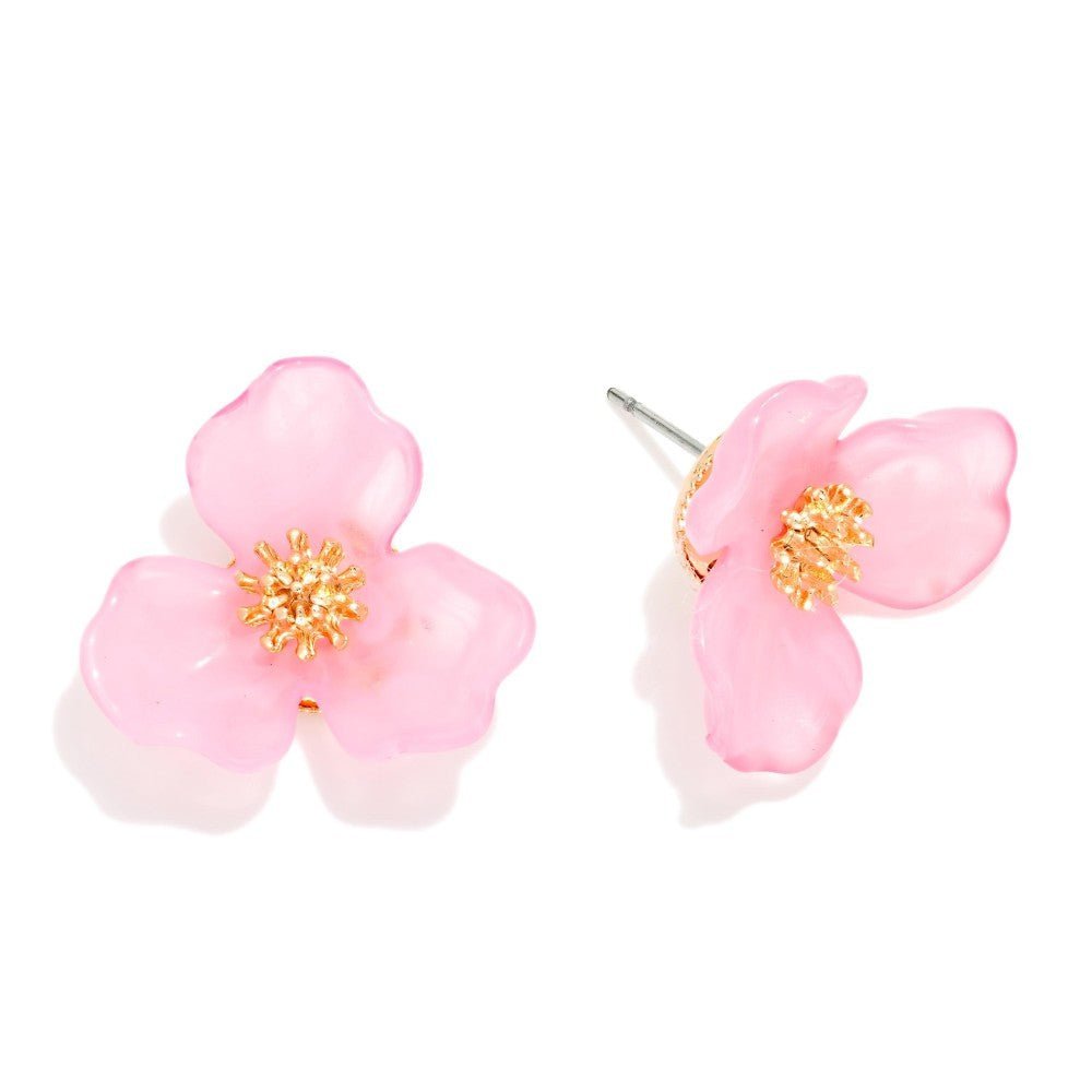 Acetate Flower Stud Earrings 