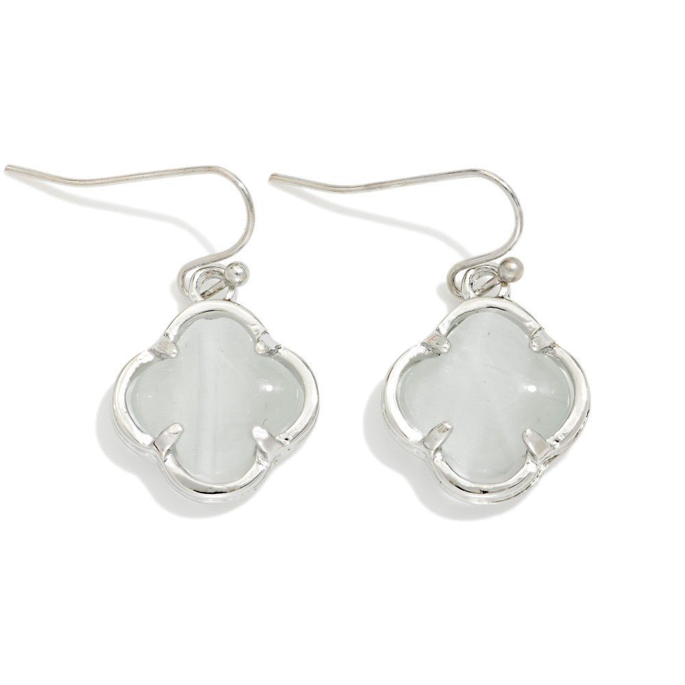 Acetate & Metal Clover Drop Earrings 