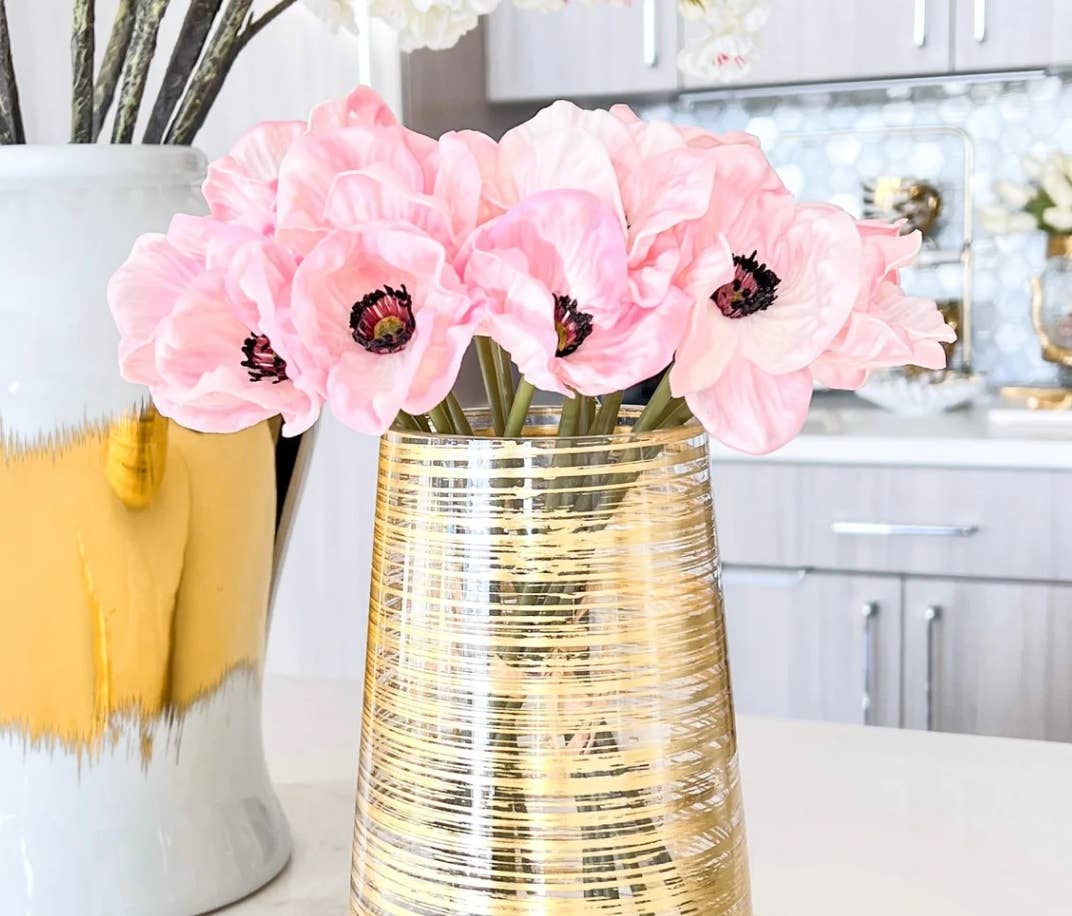 11" Real Touch Poppy-6 stems per bundle: Blush and Beauty Pink