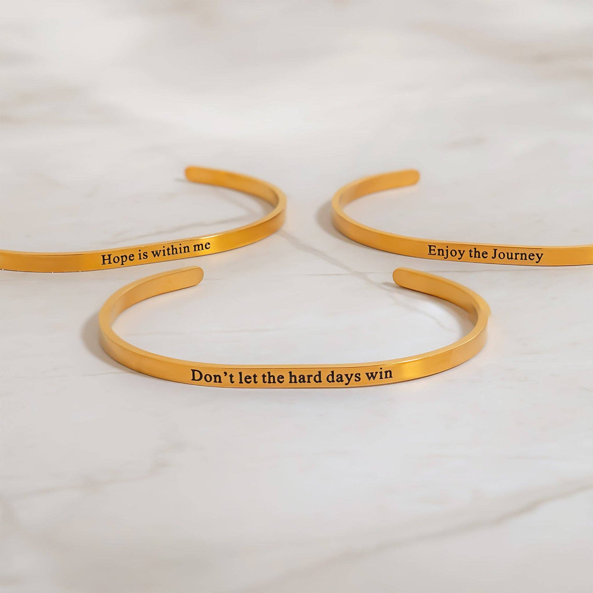 18K Gold PVD Dont let Hard Days Win Engraved Bangle Bracelet: Gold WJW