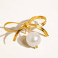 Alice 18K Gold Non-Tarnish Bow Dangle Pearl Earring: Yellow Gold - The Mustard Seed Collection, The Seed