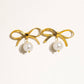 Alice 18K Gold Non-Tarnish Bow Dangle Pearl Earring: Yellow Gold - The Mustard Seed Collection, The Seed