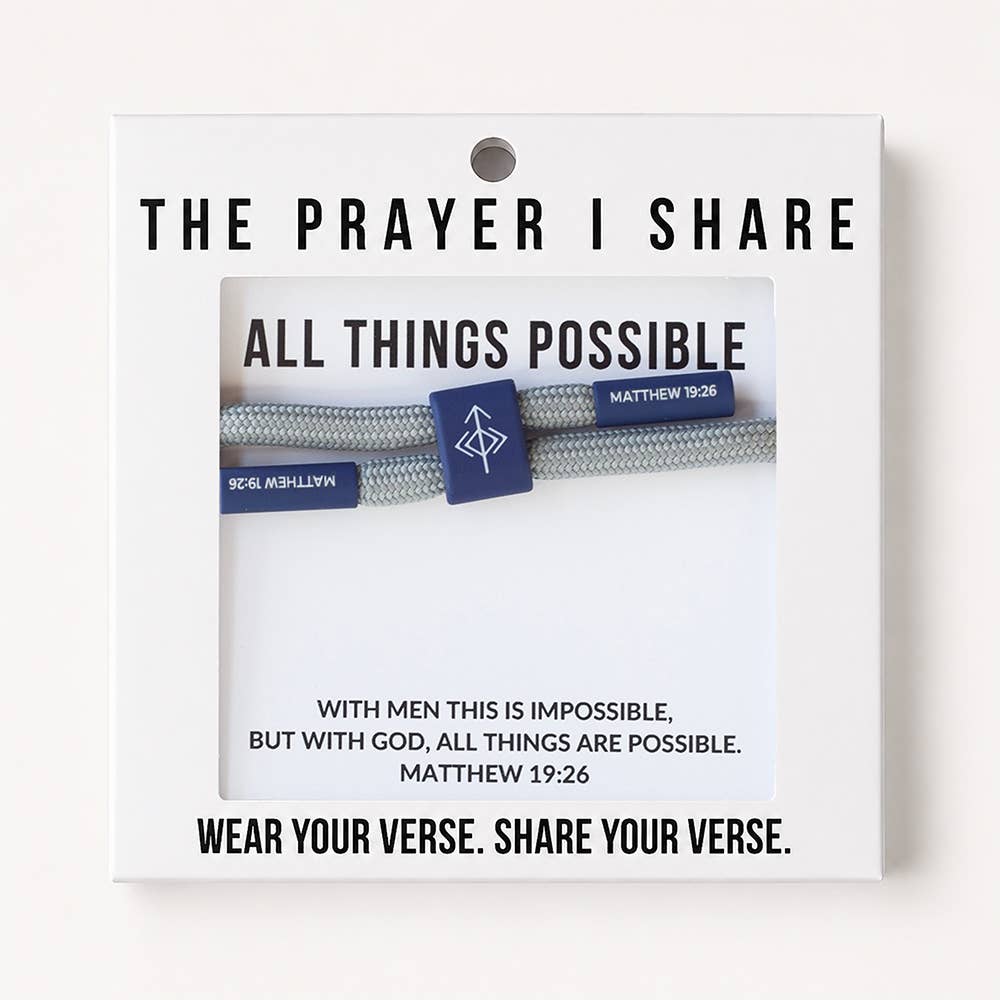 ALL THINGS POSSIBLE Christian Cord Bracelet, Bible Verse The Prayer I Share