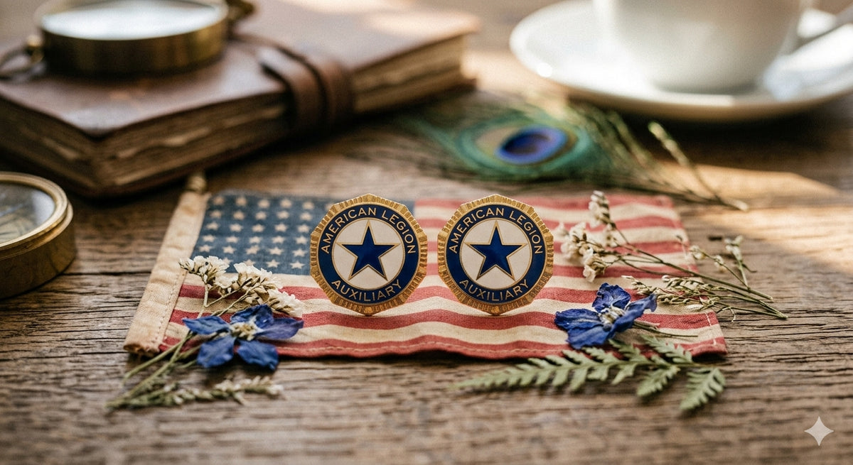 Official American Legion Auxiliary Emblem Stud Earrings – 3/8" Patriotic Post Earrings