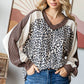Animal Color Block V Neck Long Sleeve Pullover Top: Cream - The Mustard Seed Collection, The Seed