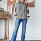Animal Color Block V Neck Long Sleeve Pullover Top: Cream - The Mustard Seed Collection, The Seed