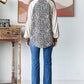 Animal Color Block V Neck Long Sleeve Pullover Top: Cream - The Mustard Seed Collection, The Seed