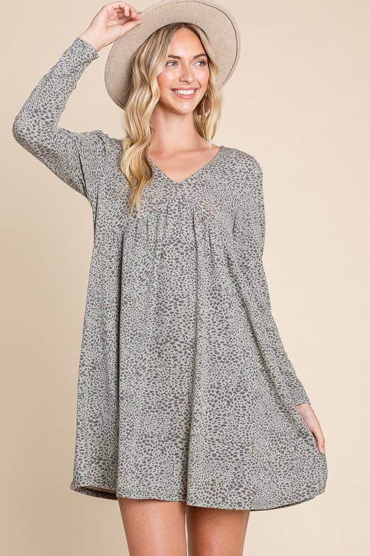 Animal Printed Swing Dress: Rust 
