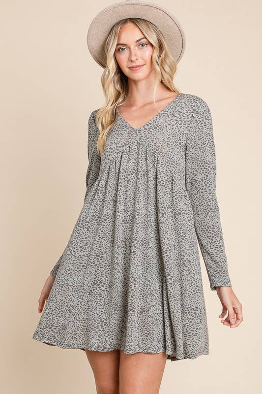 Animal Printed Swing Dress: Rust 